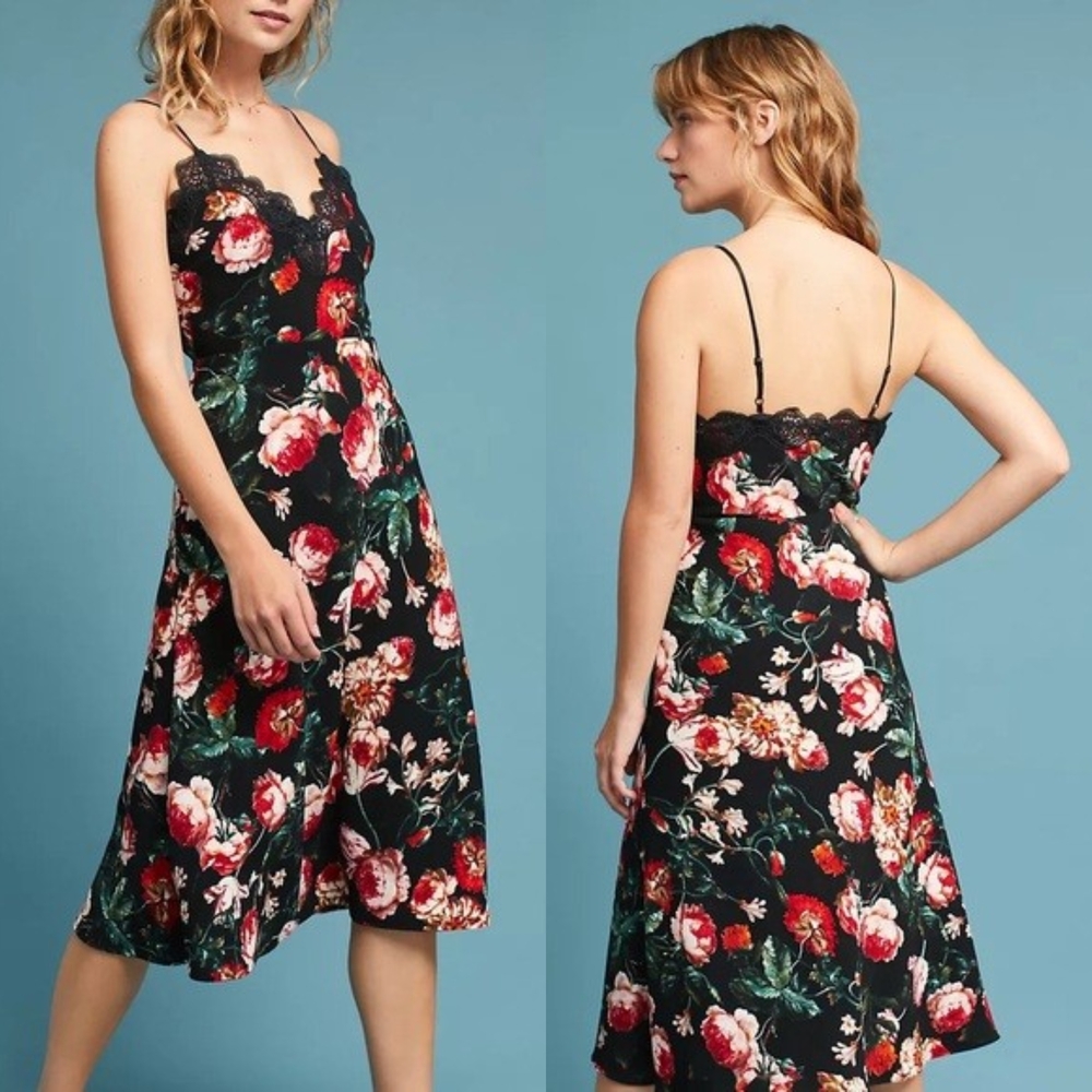 ☆Anthropologie Foxiedox Black Floral Dress☆